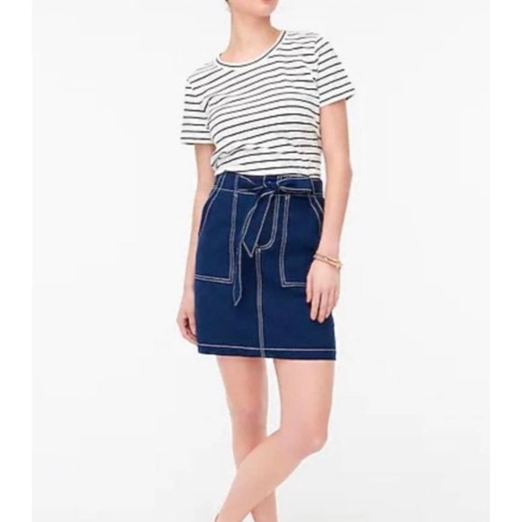 J. Crew Navy Blue Linen Blend Utility Skirt NWT Size 14